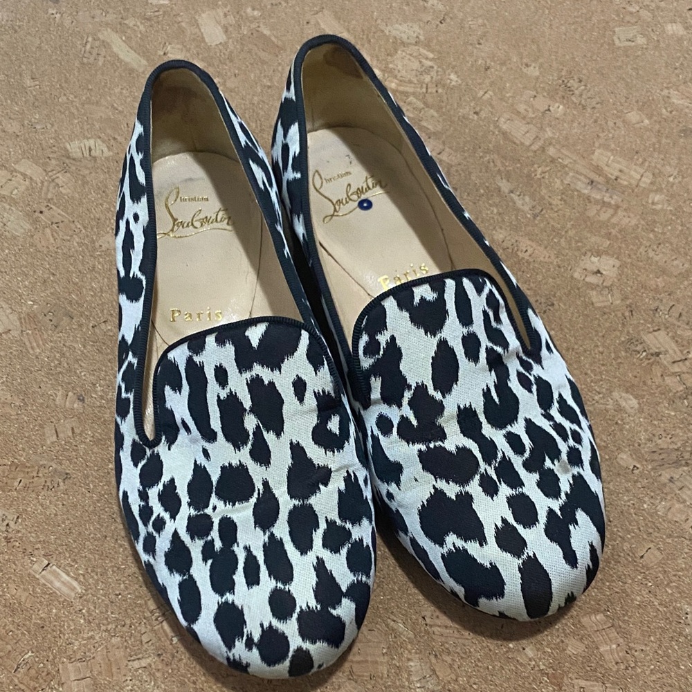 Christian Louboutin Black and White Patterned Loafers